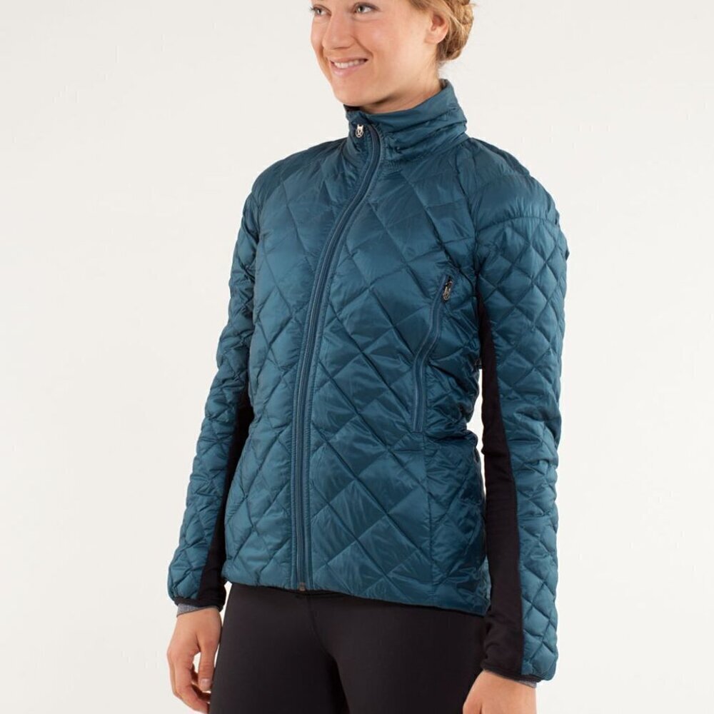 Lululemon Run: Turn Around Jacket- Alberta Lake Size 6- Down Filled Running Coat